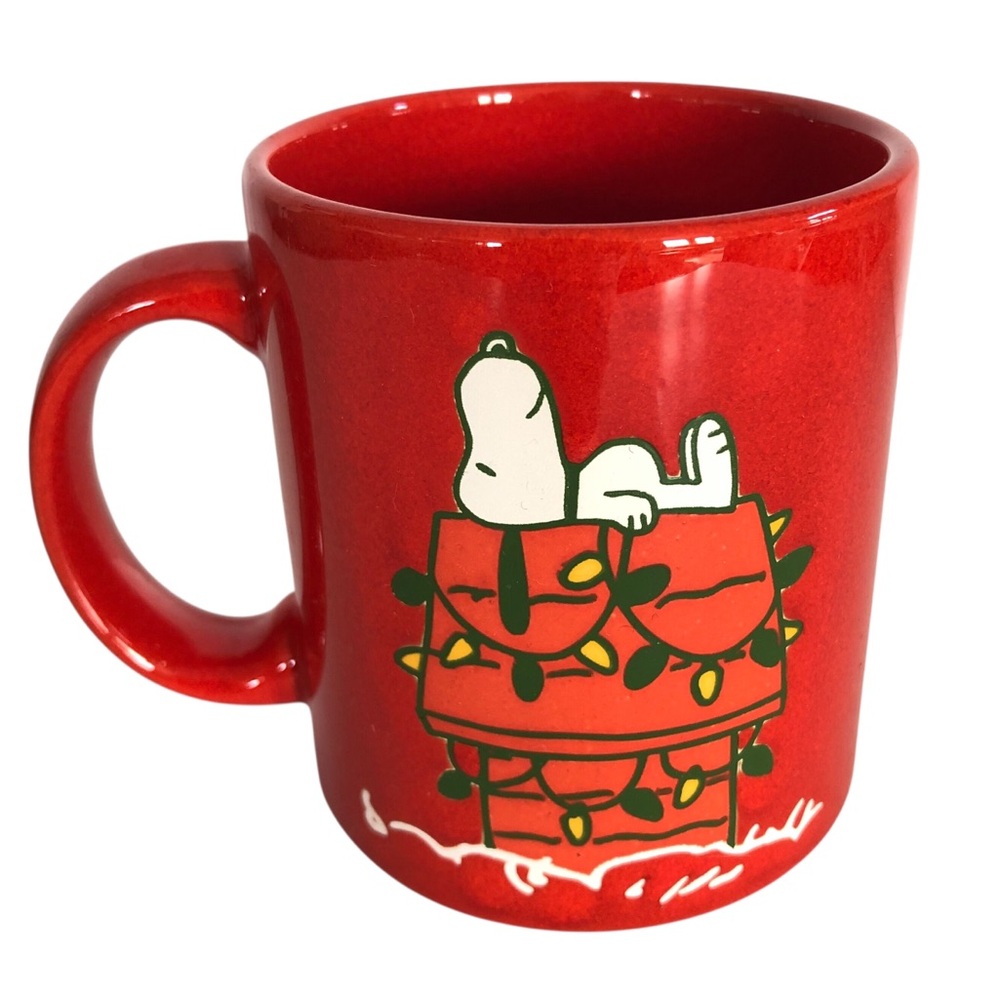 VINTAGE 90s Y2K Waechtersbach Peanuts Snoopy Dog House Christmas Lights Mug Xmas